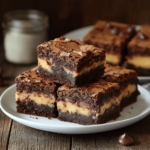 Brownie batter being layered for the brookie recipe.