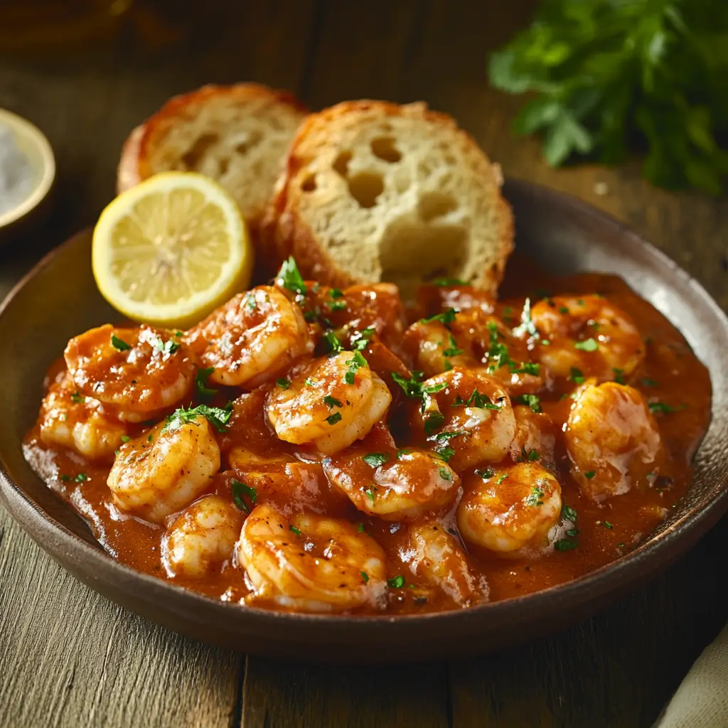 Mouthwatering BBQ shrimp with buttery garlic sauce