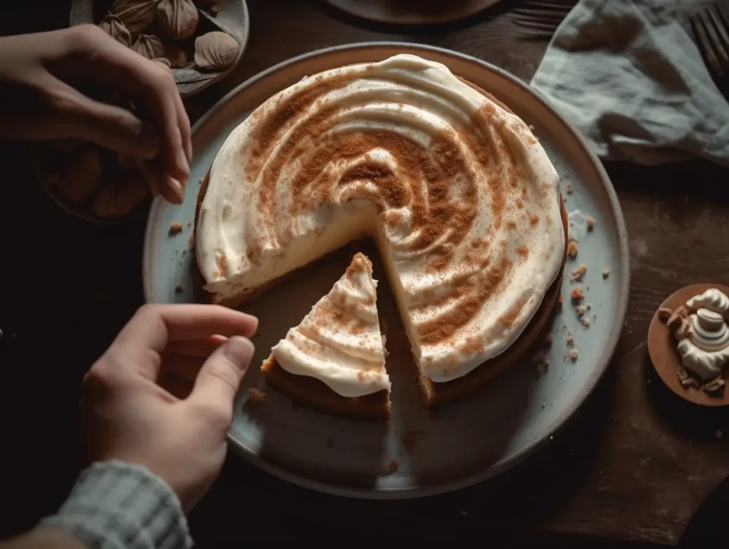 Cinnamon roll cheesecake with cream cheese frosting