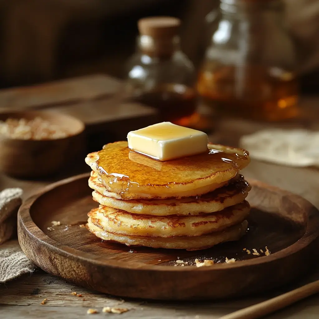 Crispy golden-brown hoe cakes with butter and honey