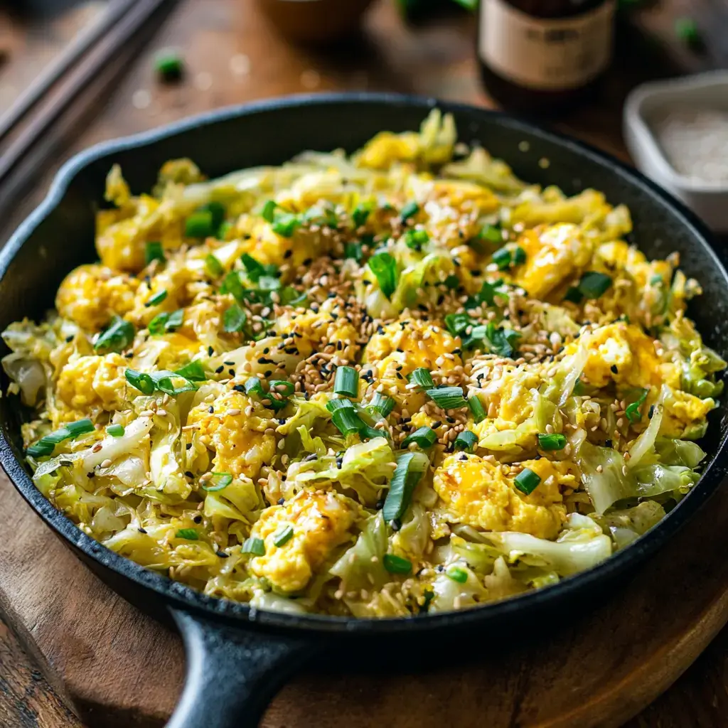 Fresh cabbage and eggs on a rustic kitchen table