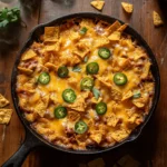 Delicious homemade Frito pie casserole with melted cheese and crunchy Fritos