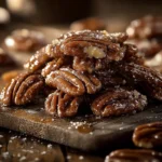 Homemade Southern pecan pralines with caramelized sugar.